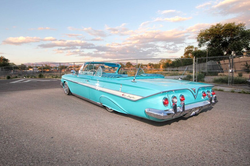 Why Did Celebrities use these classics Lowriders? 1961 Chevrolet Impala Convertible Driver Side Rear View 01