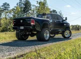 Lifted Dodge Ram 3500 Dually with Stacks: A Tough and Rugged Ride Lifted Dodge Ram 3500 Dually with Stacks