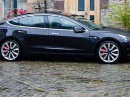 Tesla Model 3 with caliper covers